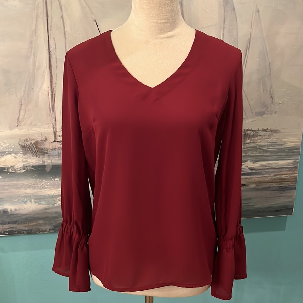 NWT J Crew Mercantile Burgundy Blouse, Size 0